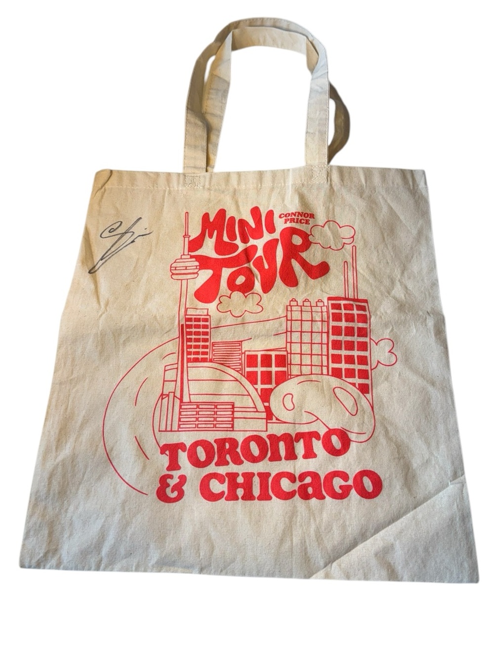 Connor Price Signed Mini Tour Toronto & Chicago Canvas Book Bag Tote RARE